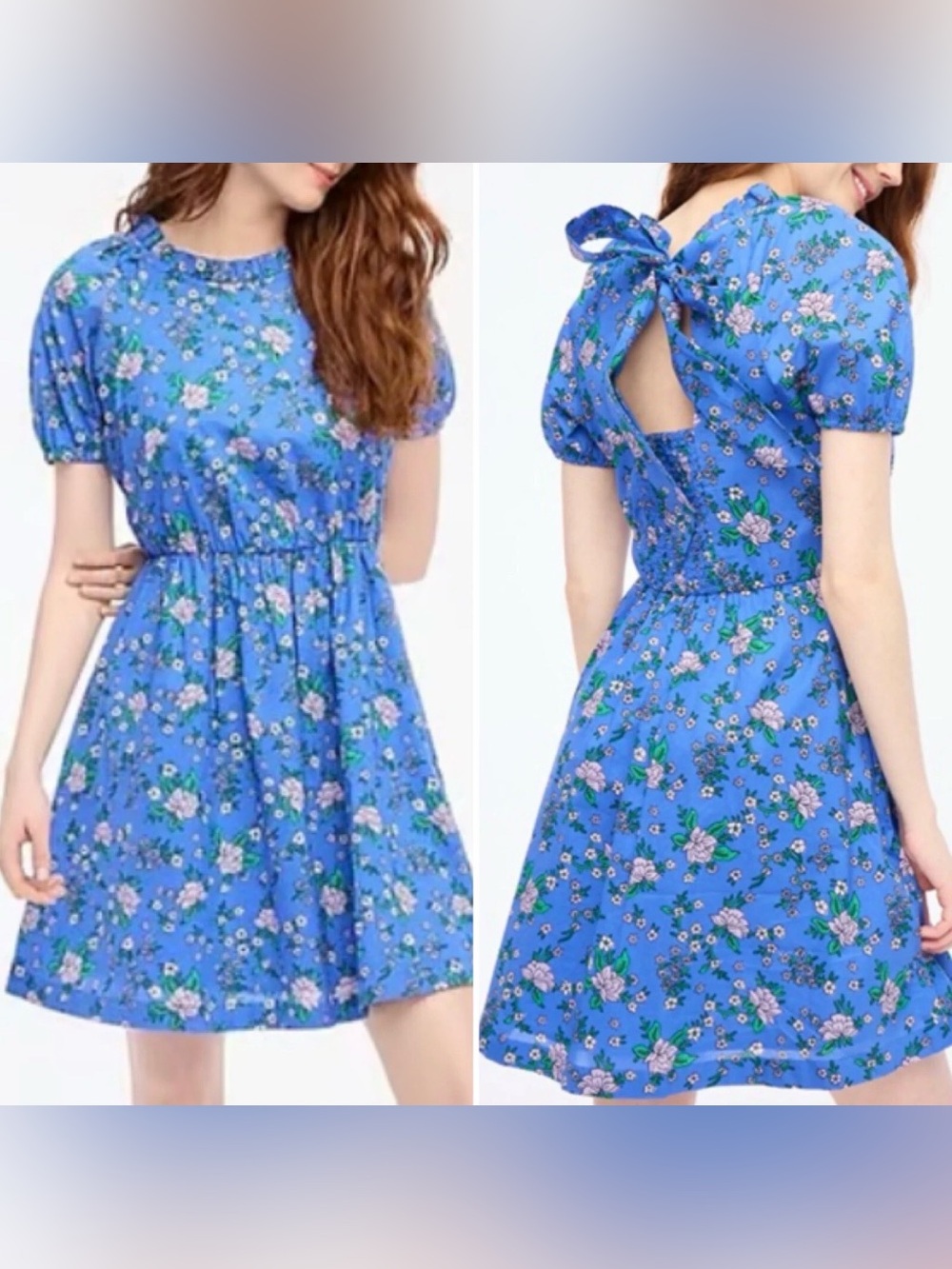 JCrew Factory Blue Floral Tie-Back Floral Dress Size 2 vacation resort wear
